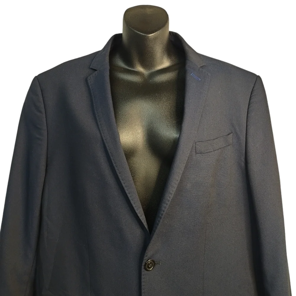 Zara Man Basic Blue Blazer Jacket Two Buttons Size 44